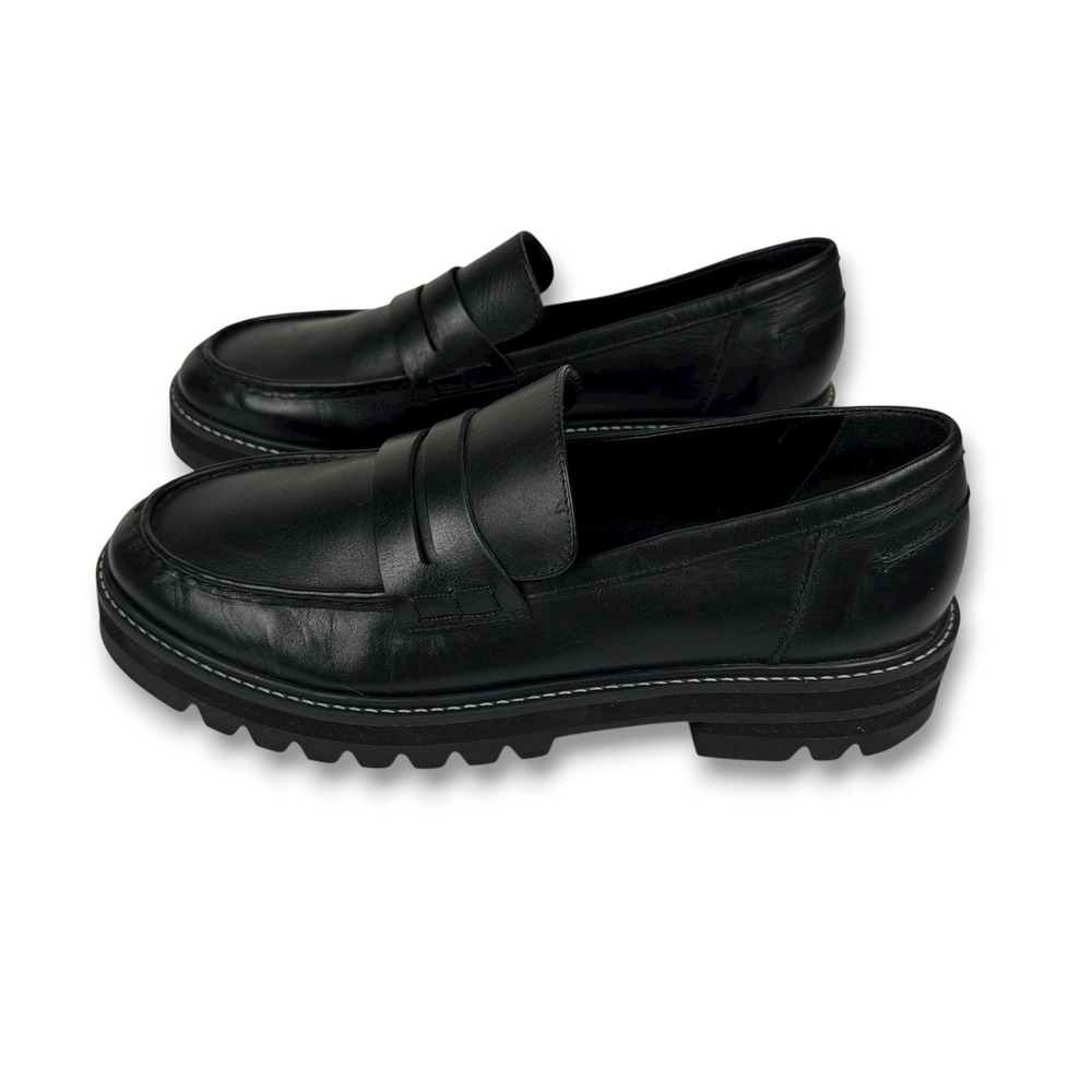 Aster Lug Sole Penny Loafers Womens Size 11 Black Leather Chunky Academia Y2K - Picture 6 of 11